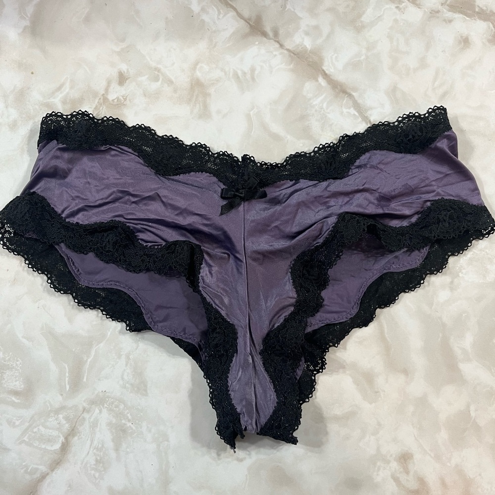 Victorias Secret Purple Silk Lace Cheeky Panty Small